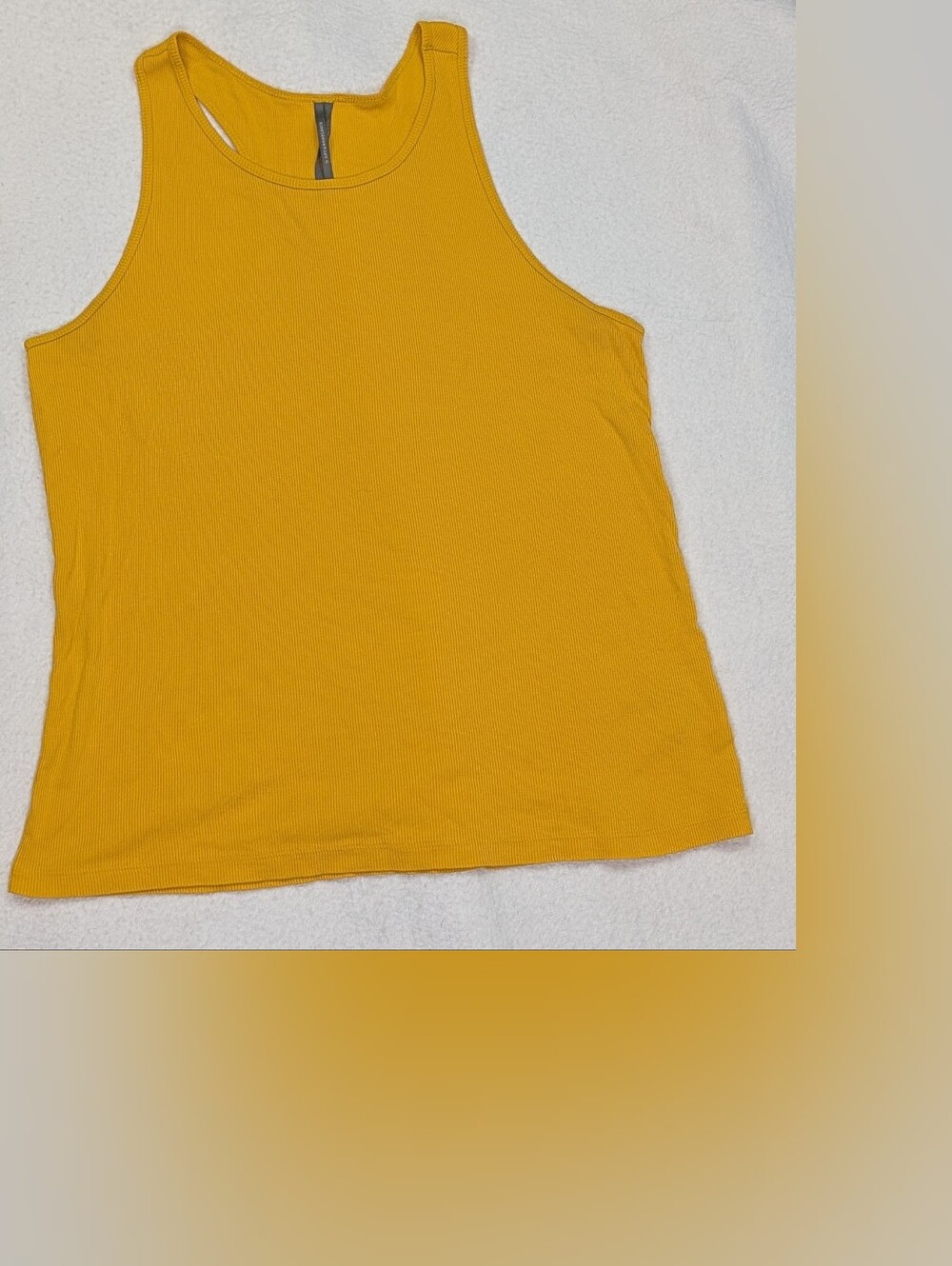 Anthropologie Tank Top Womens XL Mustard Yellow Ribbed Pima Cotton Racerback